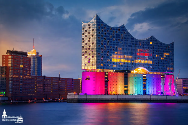 Hamburger Hafen Bilder - Elbphilharmonie am Abend illuminiert