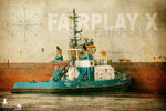 Hamburger Hafen Fotos abstrakt - FAIRPLAY X und rostige Schiffsbordwand