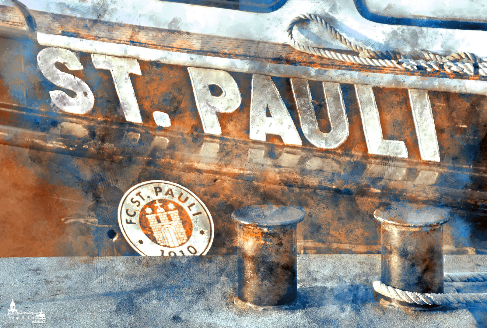 Hamburg St.Pauli Barkase im abstrakten Stil von Inga Lewandowski